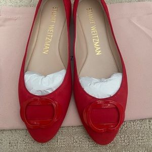 Stuart Weirzman lipstick red suede flat